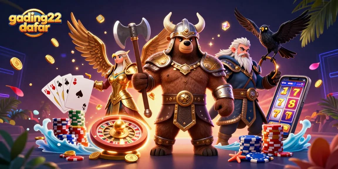 Experience thrilling gameplay with gading22 daftar, featuring vibrant 3D characters and casino elements.