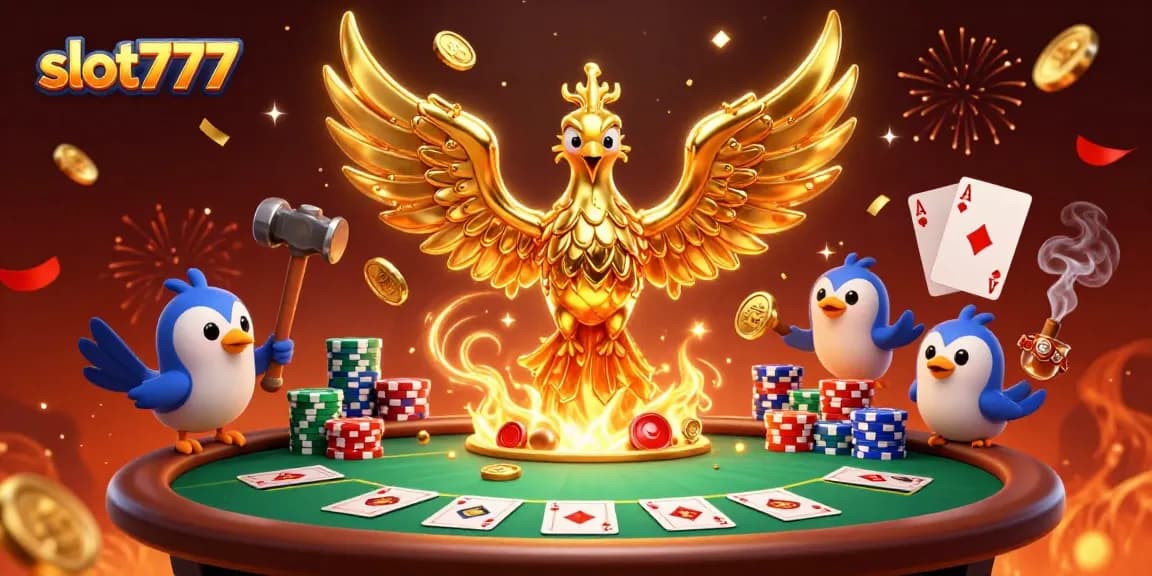 Menghadirkan slot777 di dunia kasino dengan phoenix emas dan elemen permainan yang kaya.
