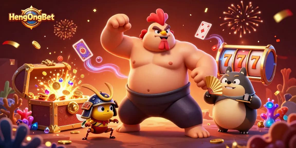 Engage with HengOngBet’s thrilling gameplay in a vibrant 3D casino scene featuring dynamic characters and elements.