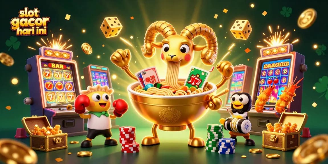 Experience thrilling wins with slot gacor hari ini as the giant ramen bowl and friends celebrate jackpots.