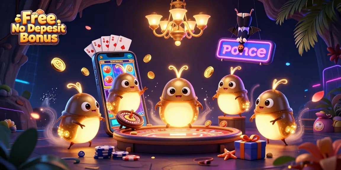 Enjoy incredible Free No Deposit Bonus offers in a lively cave casino ambiance with glowworms and a bat dealer.