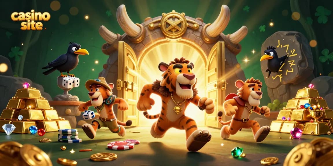 Increase your luck at this exciting casino site featuring playful caveman characters.