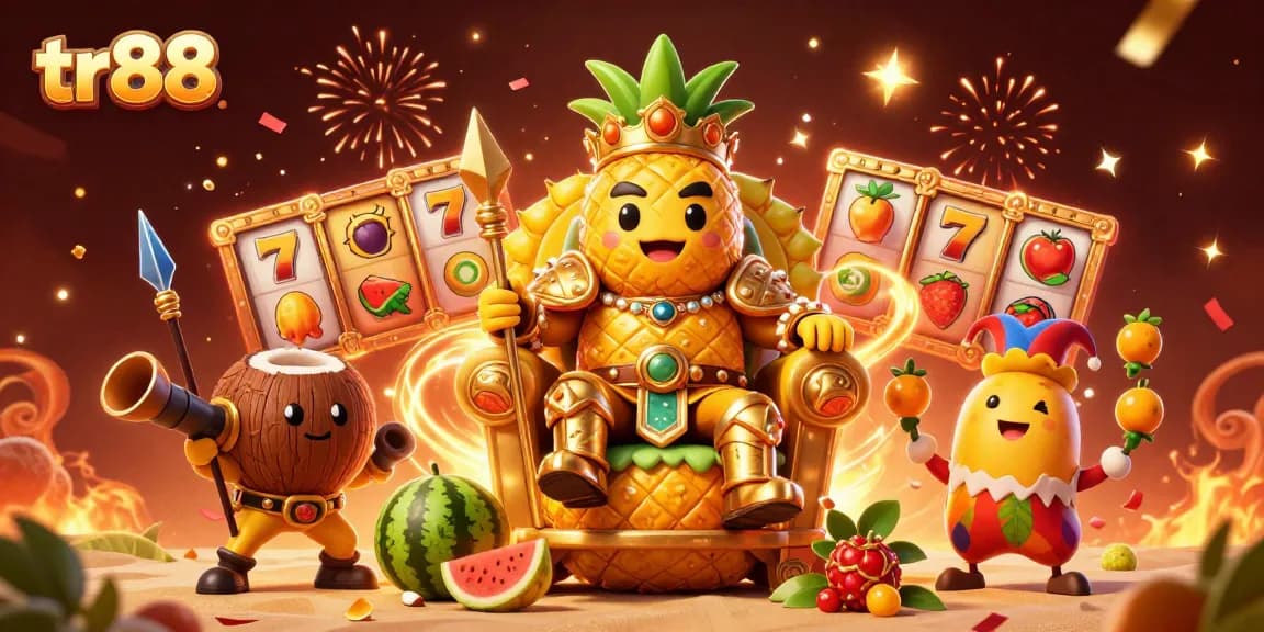 Spin to win with tr88 in a lively beach casino scene featuring vibrant characters and festive elements.