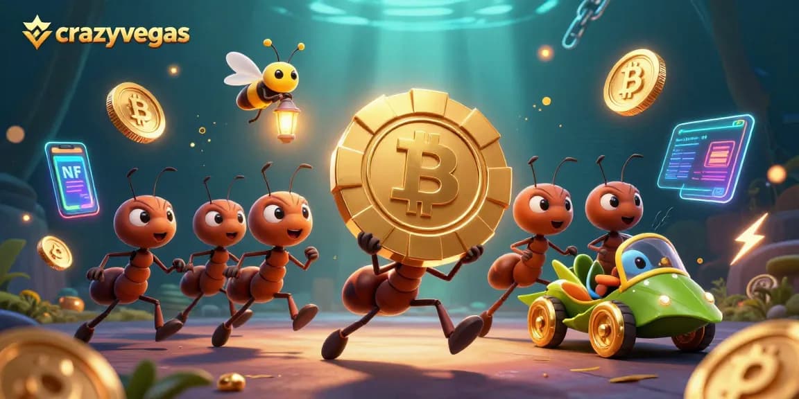 Engage with crazyvegas as ants heist a giant poker chip in a rich casino-themed environment.