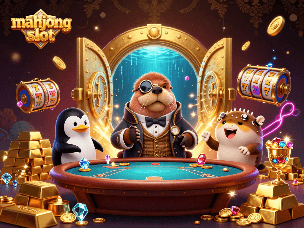 Spin and win at the mahjong slot with dazzling treasures and fun characters.