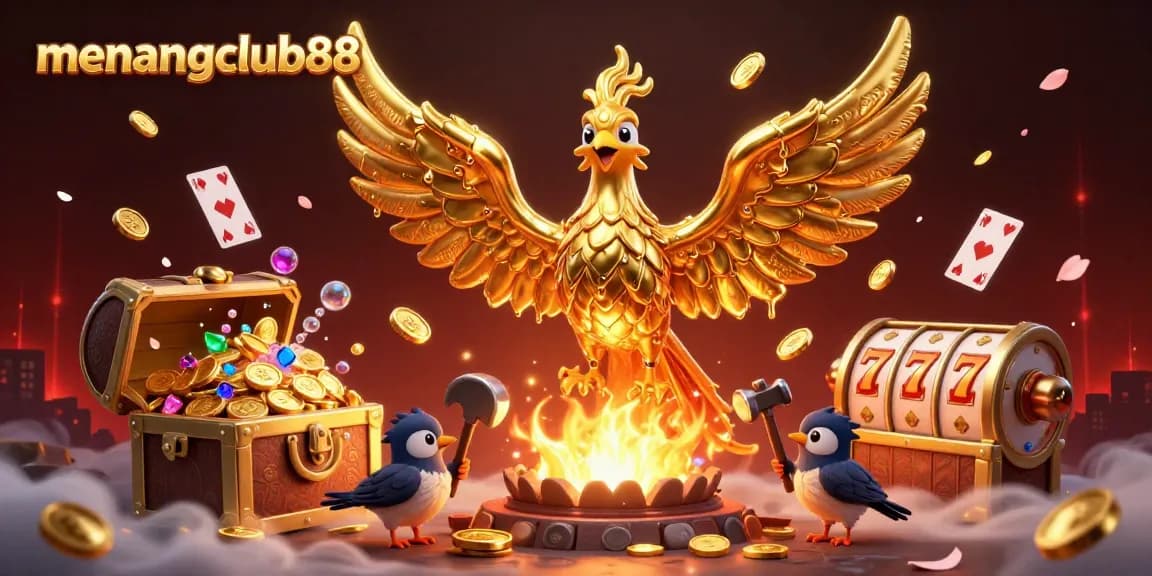 Experience thrilling gaming with Menangclub88's interactive and vibrant casino illustration.