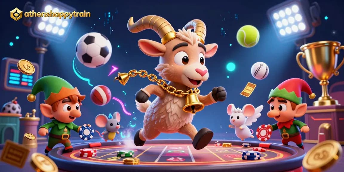 Engage in thrilling gaming adventures at athenshappytrain's festive casino featuring Krampus and elf gremlins.