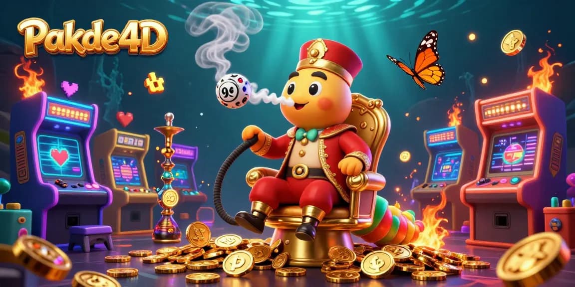 Experience winning at Pakde4D with an exciting lottery scene, showcasing vibrant characters and casino elements.