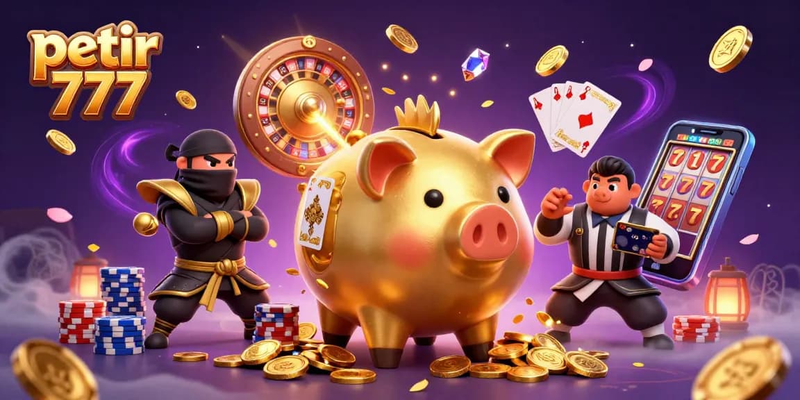 Experience petir 777 action with dynamic golden coins and vibrant casino elements in this colorful illustration.