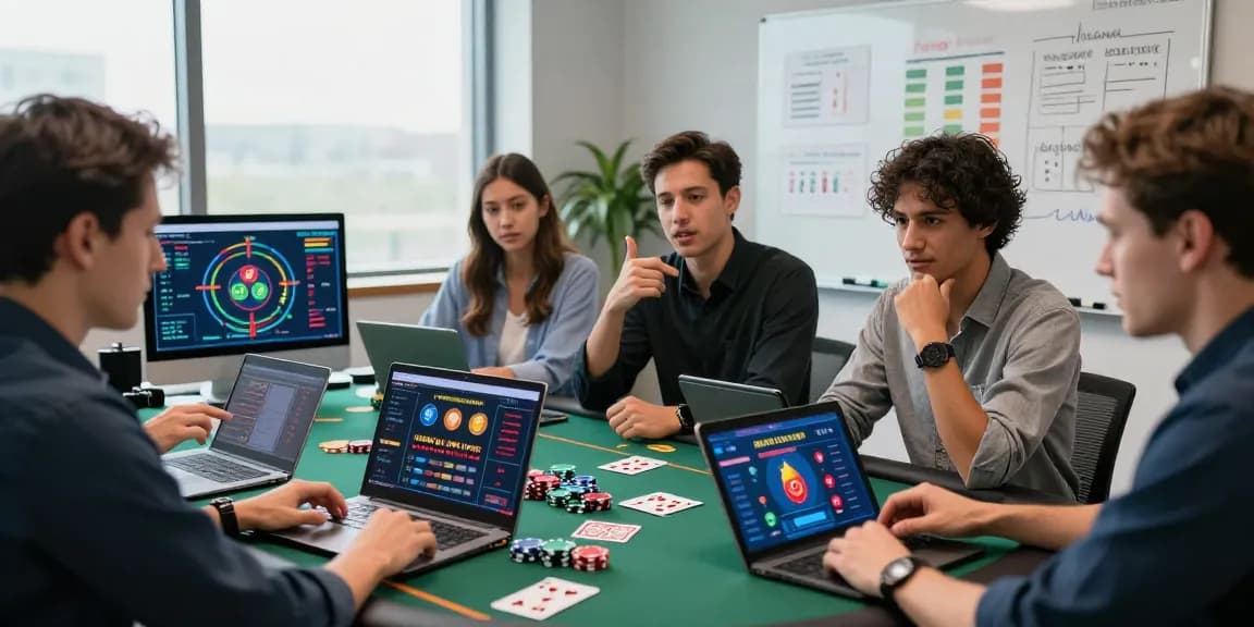 Online casino team analyzing metrics and strategies focusing on casino link building cost