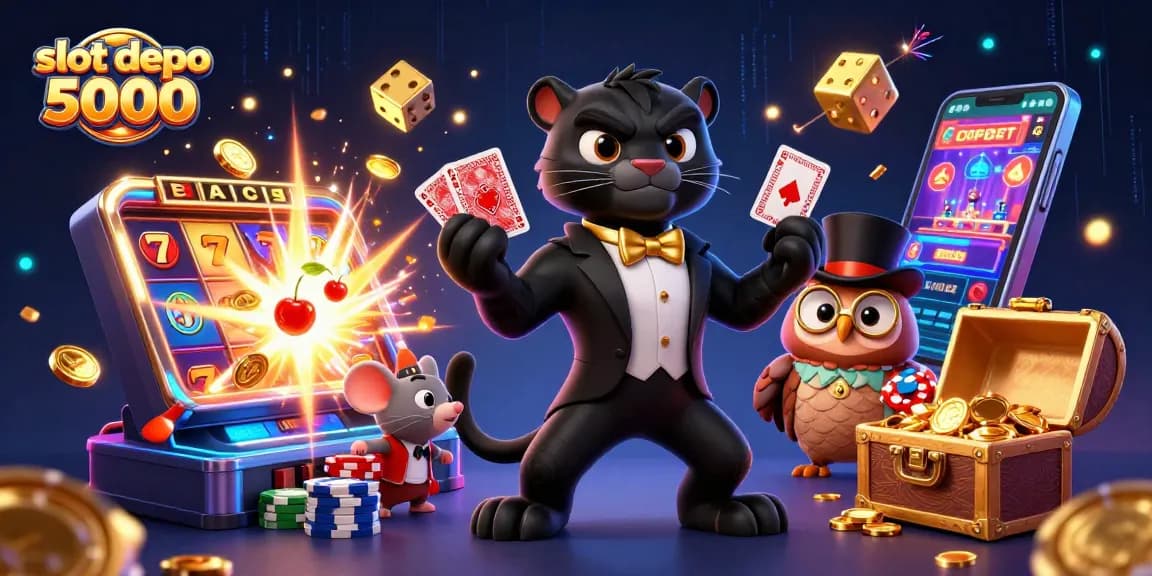Play exciting games at slot depo 5000 with vibrant characters and dynamic casino elements.