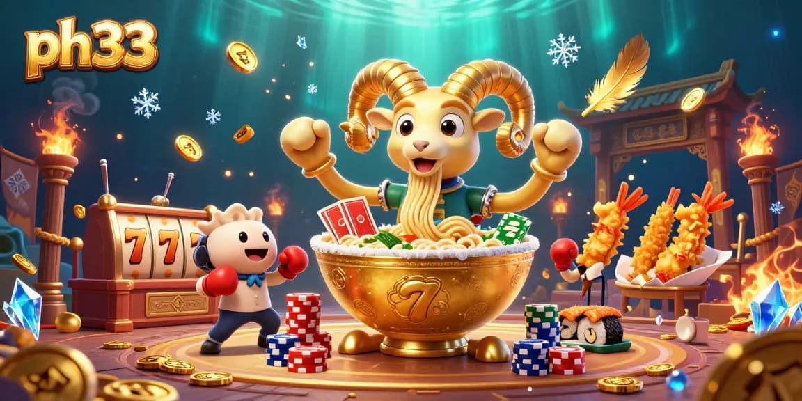 Experience the excitement of ph33 with a vibrant 3D casino scene featuring dynamic characters and casino game elements.