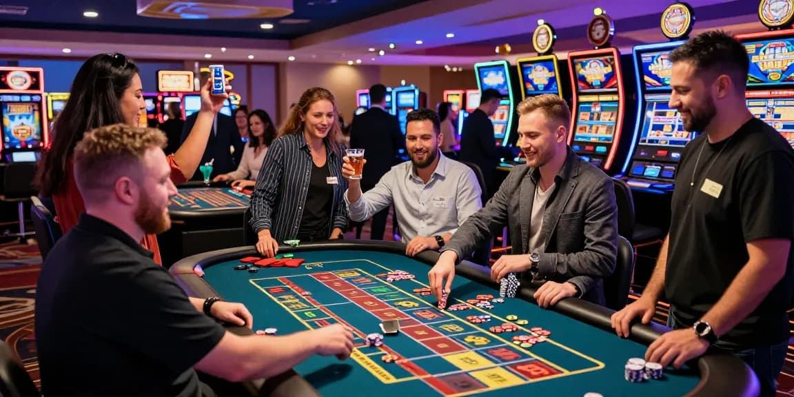 Exciting KO66 casino scene with players at roulette and slots.