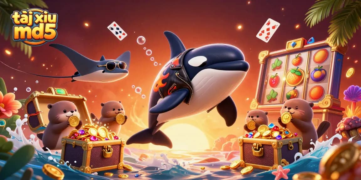 Experience the thrilling action of tài xỉu md5 in a vibrant 3D scene with engaging characters and exciting game elements.