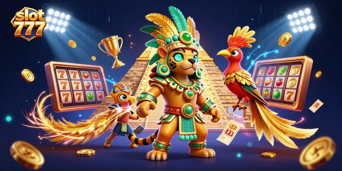 Engage with slot 777 through thrilling gameplay and colorful dynamic visuals in this detailed illustration.