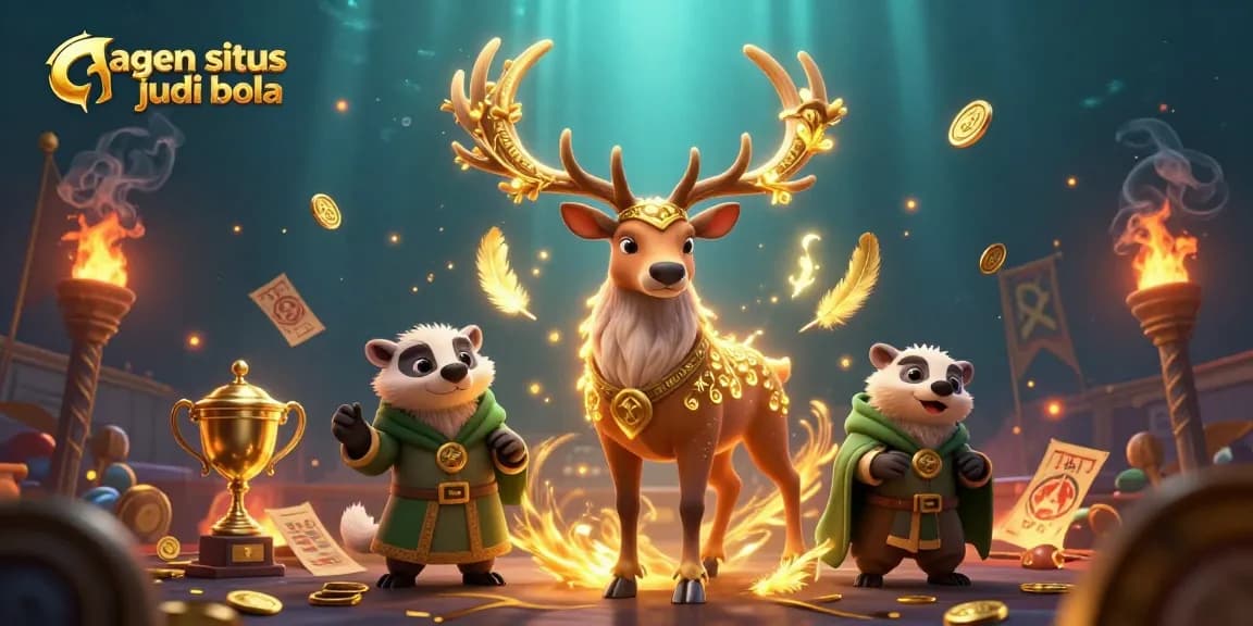 Engage with agen situs judi bola in a vibrant 3D colorful sports betting scene showcasing animated characters.