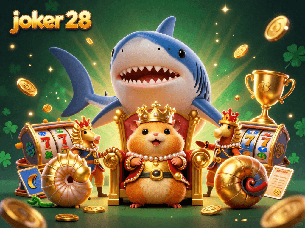Mainkan joker 28 di platform slot gacor dengan raja hamster emas dan elemen kasino menarik.