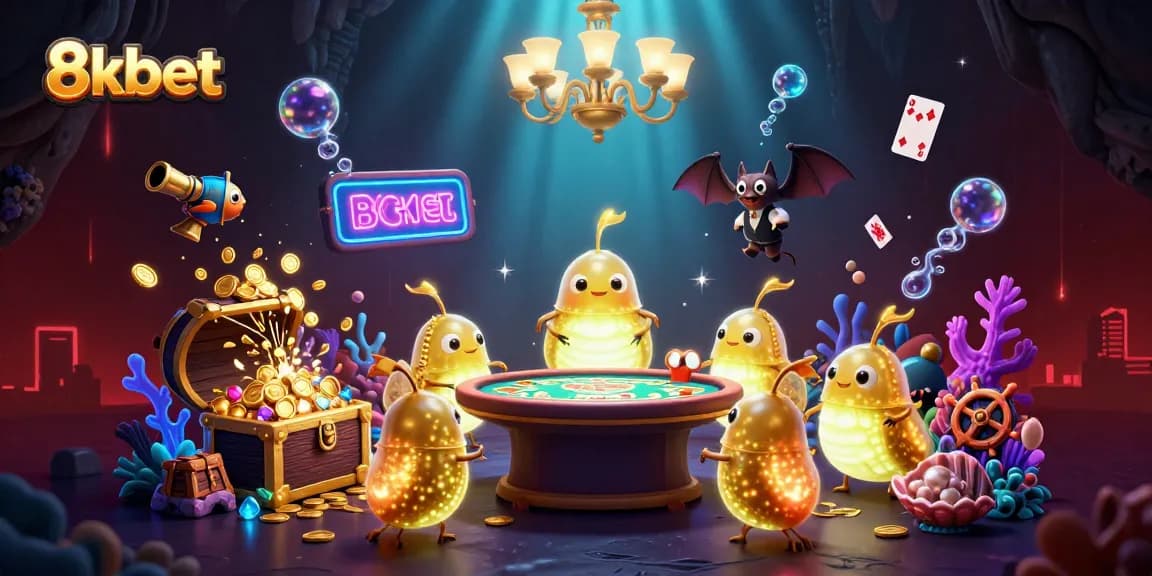 Experience the vibrant glow of 8xbet casino with luminescent characters and lively gaming elements.