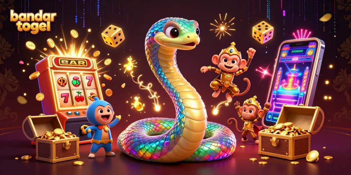 Engage with the vibrant bandar togel scene filled with action, colorful characters, and dynamic casino elements.