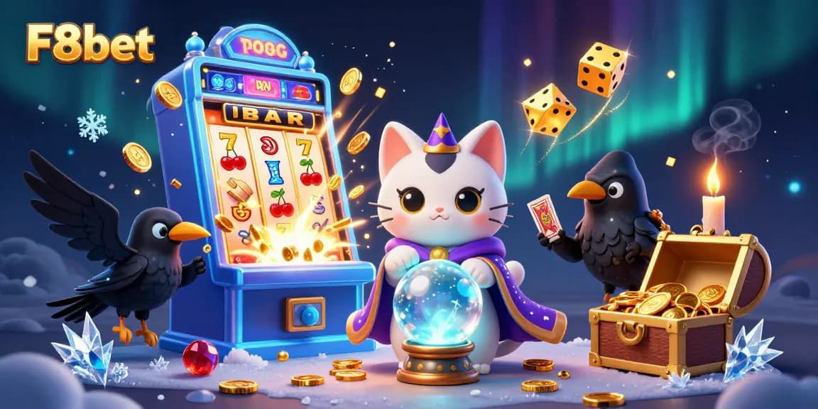 Experience thrilling F8bet slots and jackpots in a mystical 3D illustration.