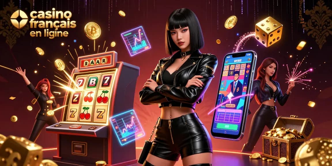 Interagissez avec un casino français en ligne au sein d'une atmosphère de casino dynamique et vibrante, présentant une abondance d'éléments de jeu.