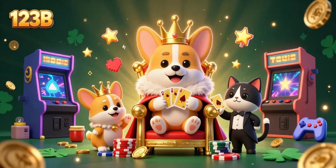 Play exciting games at 123B, showcasing vibrant characters in a dynamic casino ambiance.
