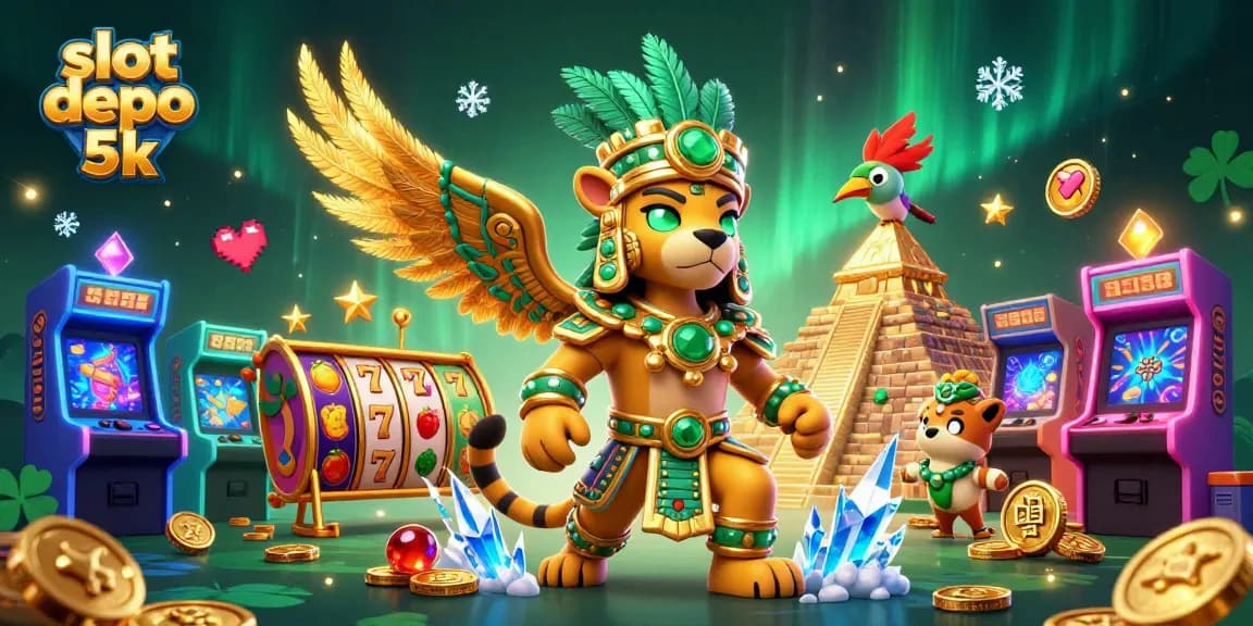 Experience winning thrills at slot depo 5k with vibrant casino elements and iconic characters.