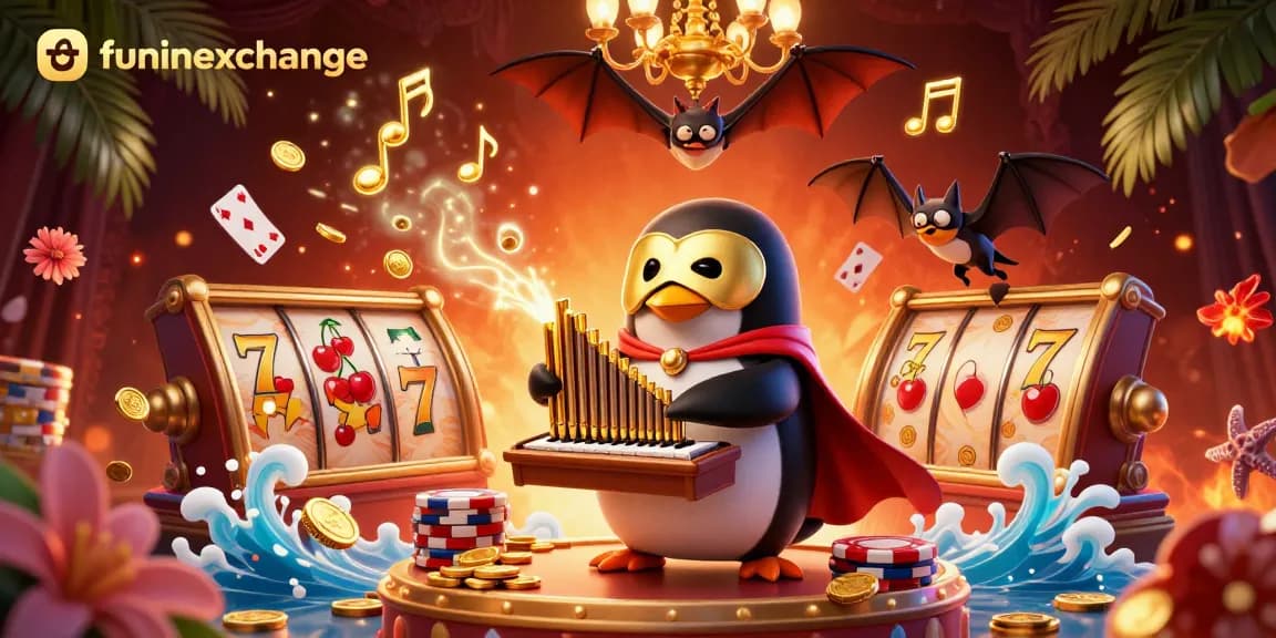 Engage with funinexchange at a game-filled casino, featuring vibrant 3D elements and thrilling action.