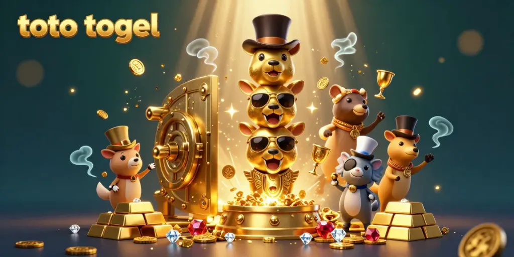 Engage in toto togel excitement with a vibrant scene featuring a golden totem pole and treasure elements