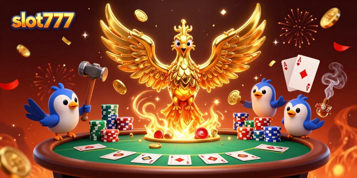 Menghadirkan slot777 di dunia kasino dengan phoenix emas dan elemen permainan yang kaya.
