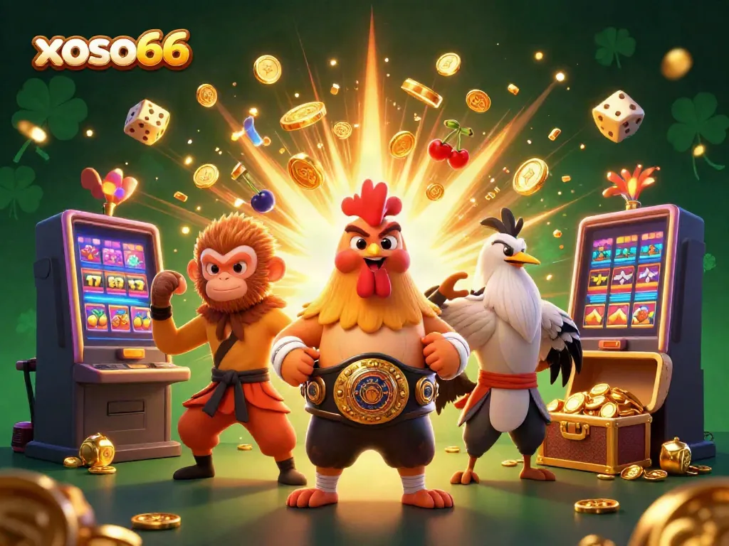 Experience thrilling moments at xoso66 with a dynamic casino scene featuring rich character and game elements.