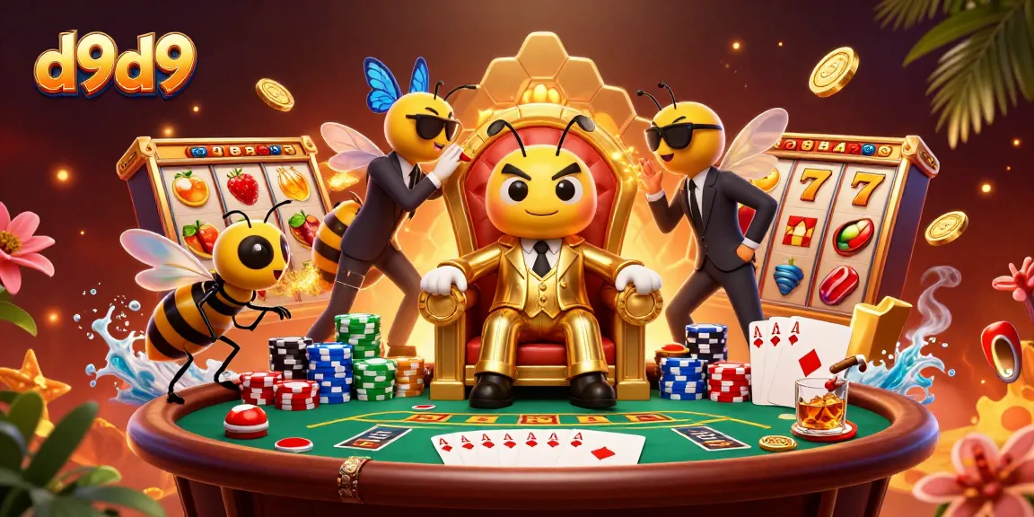 Masayang laro sa d9d9, naglalaro ng mga slot machine at nakapaligid na mga chips.