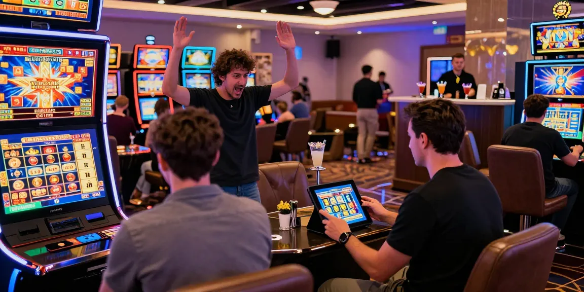 Players celebrating slot gacor wins in vibrant online casino environment, showcasing energy and excitement.