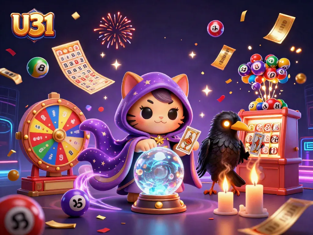 U31 visuals featuring engaging characters and dynamic elements in a vibrant casino atmosphere with magical effects.