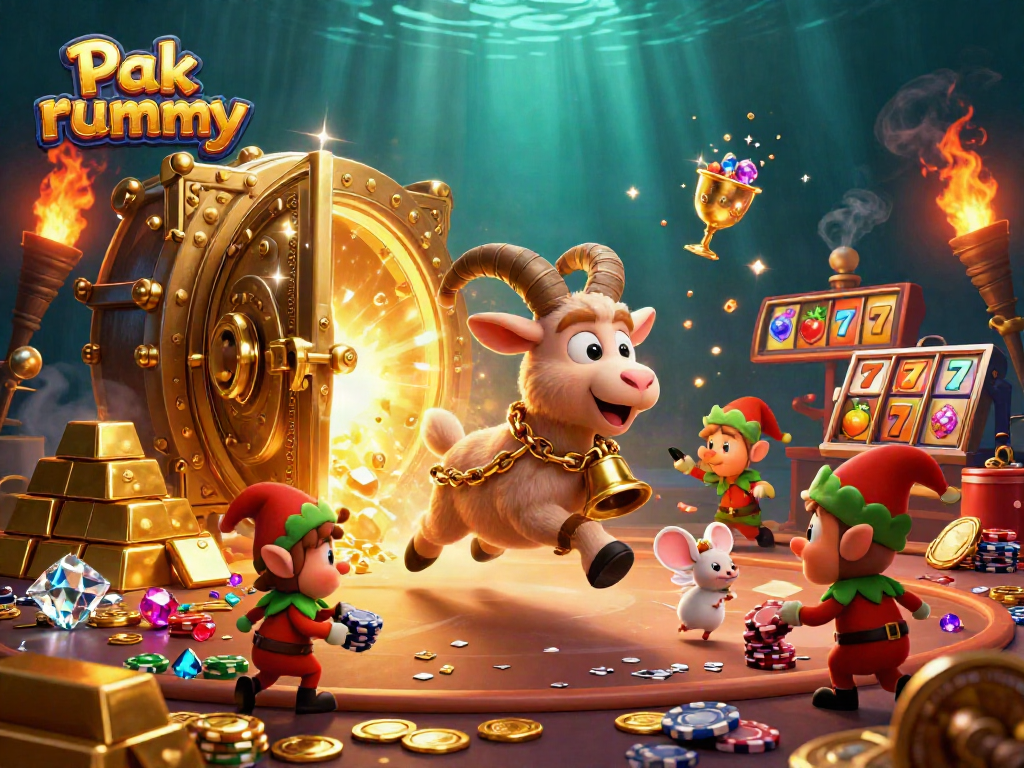 Join the thrilling Pak rummy scene with festive characters and exciting casino elements.