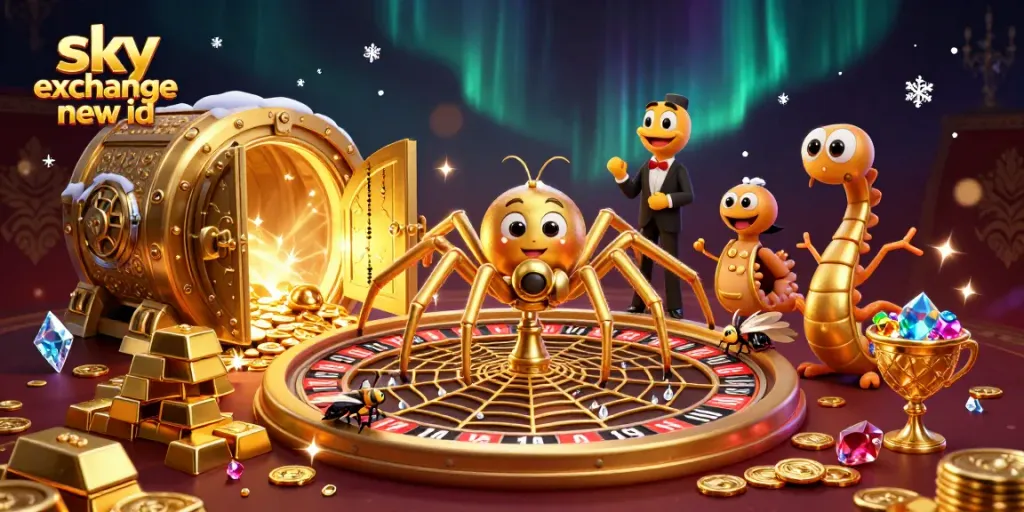 Experience thrilling betting adventures with sky exchange new id through an exciting casino-themed illustration.