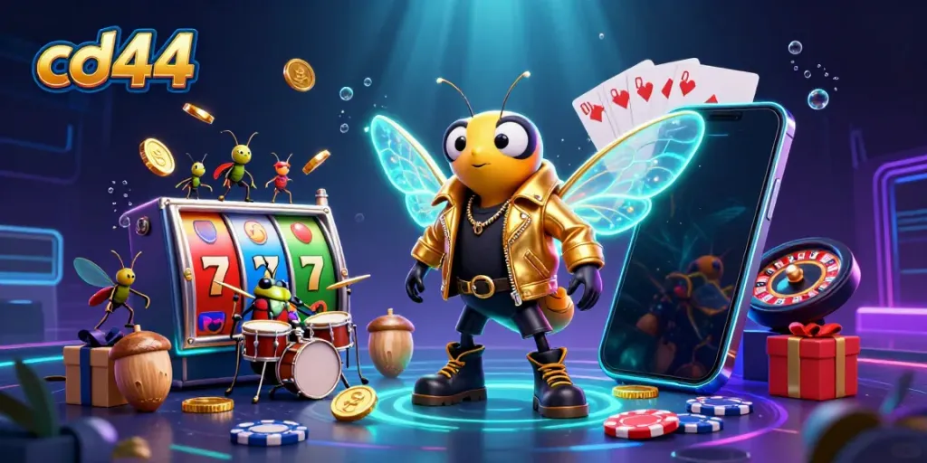Experience thrilling gameplay with cd44's rock star cicada and lively casino elements in action.