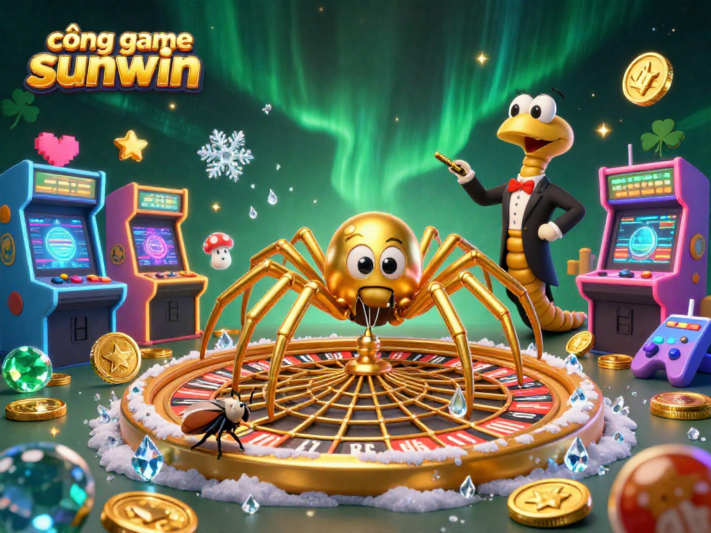 Spin thrilling bets at cổng game sunwin with a 3D spider and colorful arcade elements.