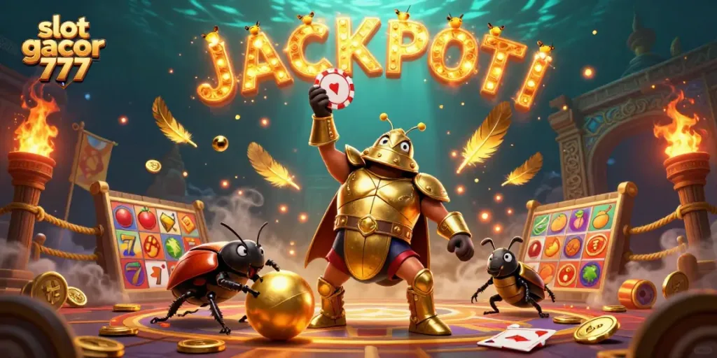 Experience jackpot excitement with slot gacor 777, featuring vivid 3D characters in a dynamic casino setting.