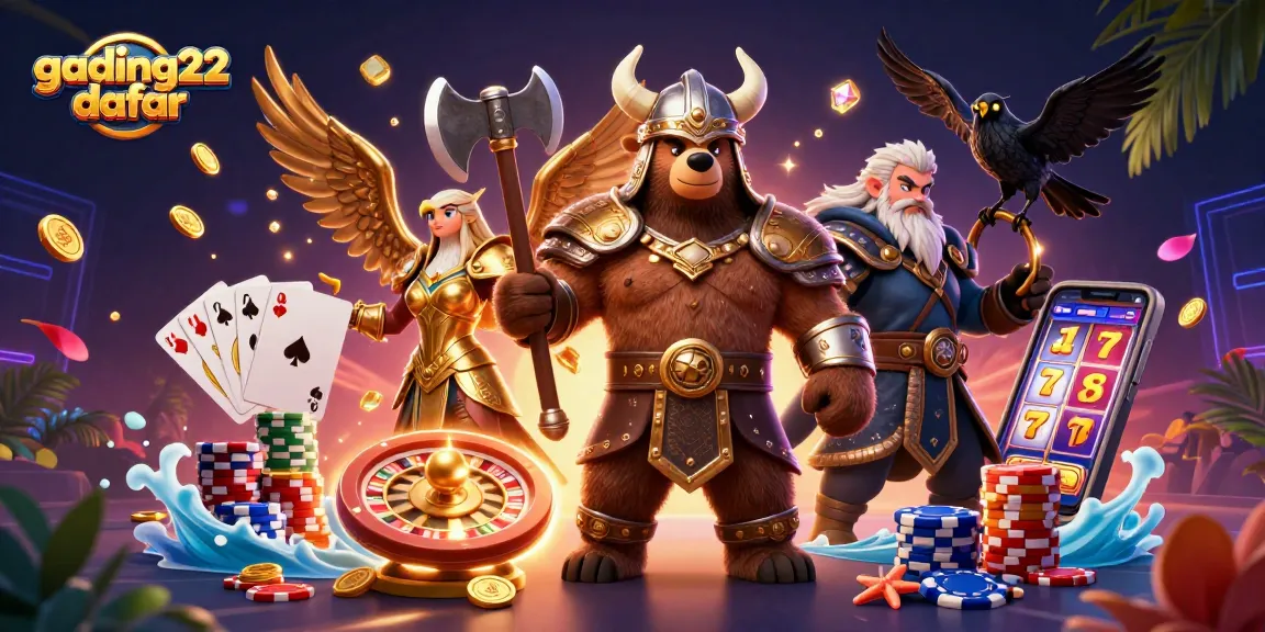 Experience thrilling gameplay with gading22 daftar, featuring vibrant 3D characters and casino elements.