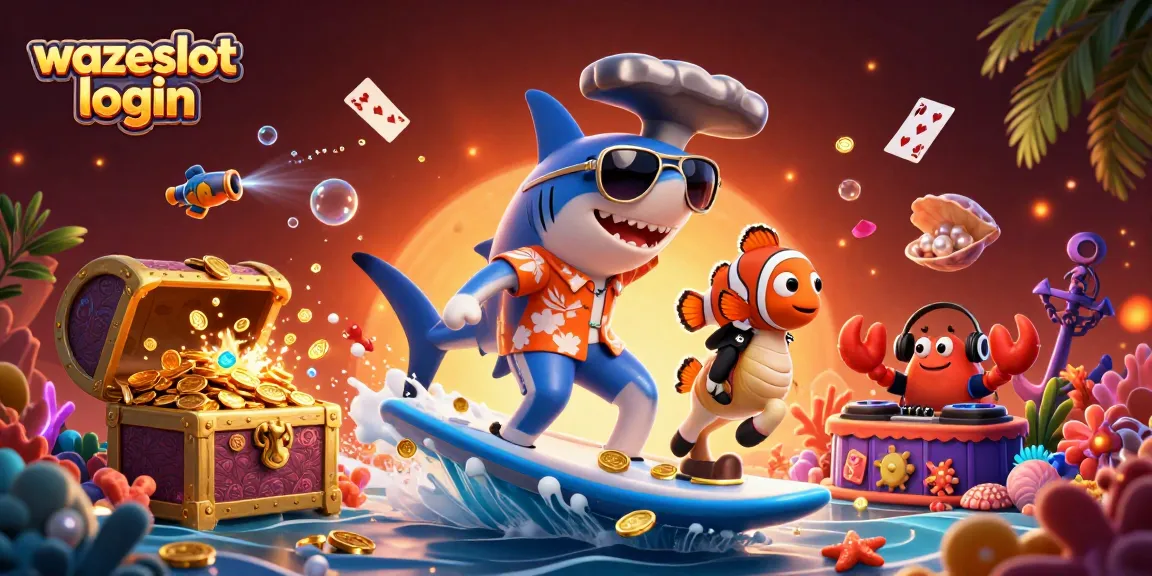 Engage with wazeslot login and win big in a packed casino scene featuring vibrant characters and energetic gameplay.