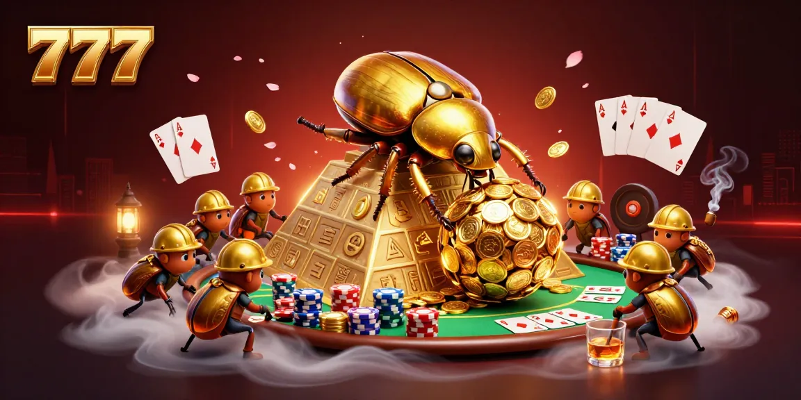 Experience 777 wins in the vibrant world of casino gaming with golden coins and vibrant poker elements.